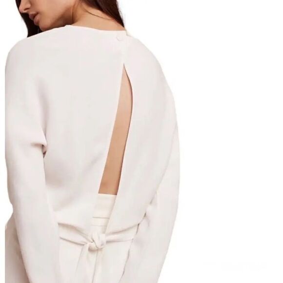 Aritzia Wilfred Laon Blouse Tie-Back Long Sleeve Top Black Size Medium - Picture 4 of 5